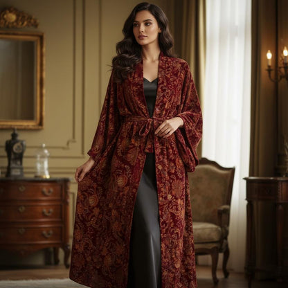 Cotton Velvet Robe Kimono vintage mukut 2