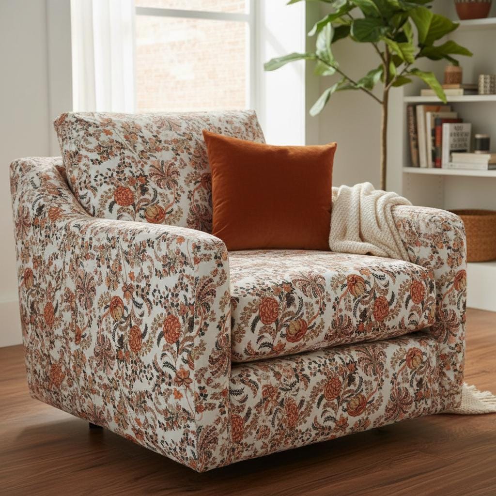 Cotton Velvet Fabric for Upholstery / DIY/ Dresses - Vintage floral Mukut 2