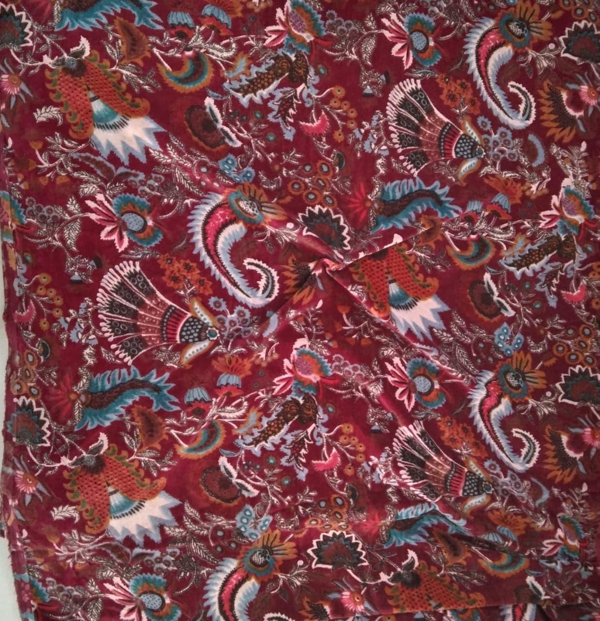 Cotton Velvet Fabric for Upholstery / DIY/ Dresses - Wandering Wildflower Mukut