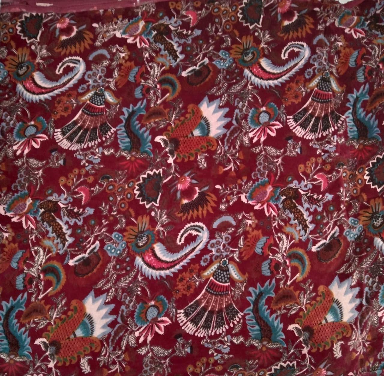 Cotton Velvet Fabric for Upholstery / DIY/ Dresses - Wandering Wildflower Mukut