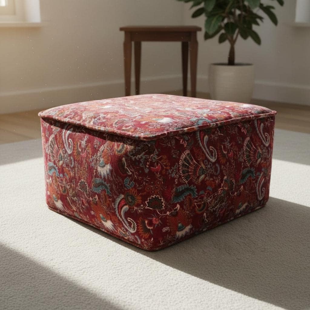 Wandering Wildflower Mukut 2 Print Ottoman Cover / Pouf Cover