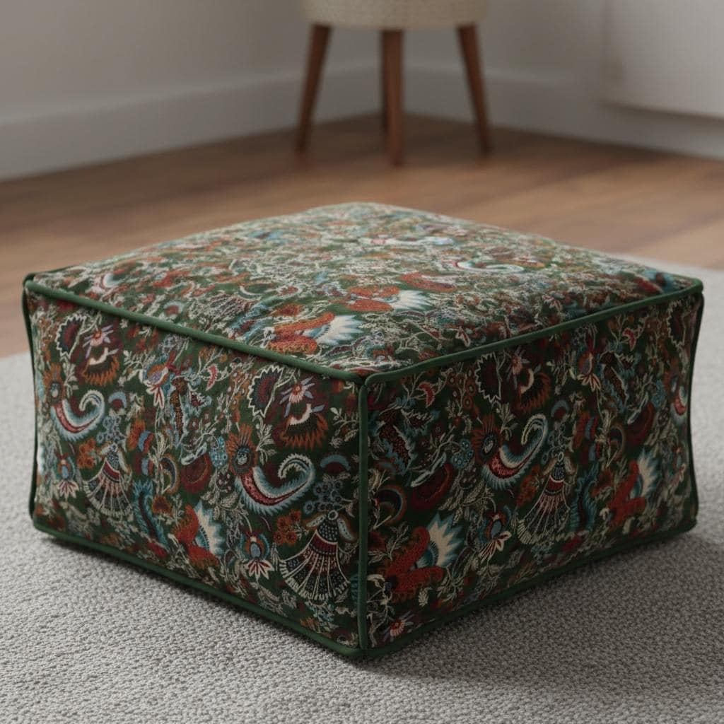 Wandering Wildflower Mukut 2 Print Ottoman Cover / Pouf Cover