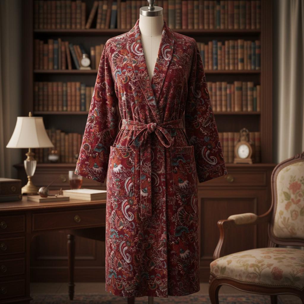 Cotton Velvet Robe Kimono wandering wildflower mukut