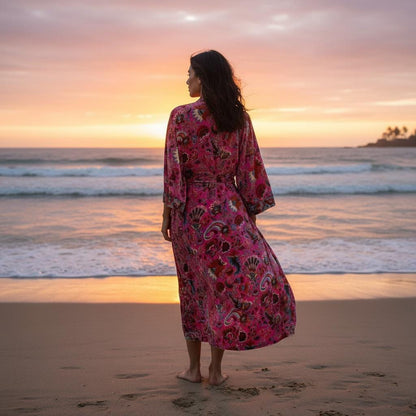 Cotton Velvet Robe Kimono wandering wildflower mukut