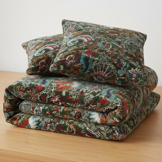 Wandering Wildflower mukut 400 GSM Velvet Quilt with pillow covers