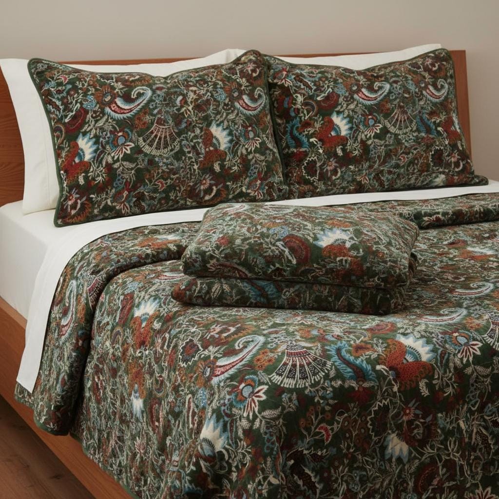 Wandering Wildflower mukut 400 GSM Velvet Quilt with pillow covers