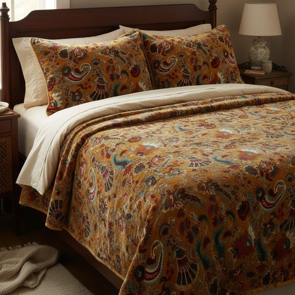Wandering Wildflower mukut 400 GSM Velvet Quilt with pillow covers