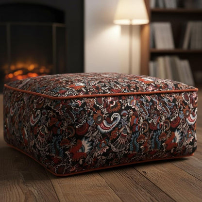 Wandering Wildflower Mukut 2 Print Ottoman Cover / Pouf Cover