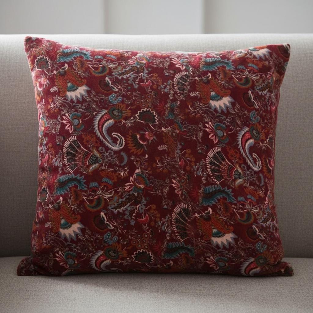 Wandering wildflower mukut Velvet Cushion Cover- both side printed velvet