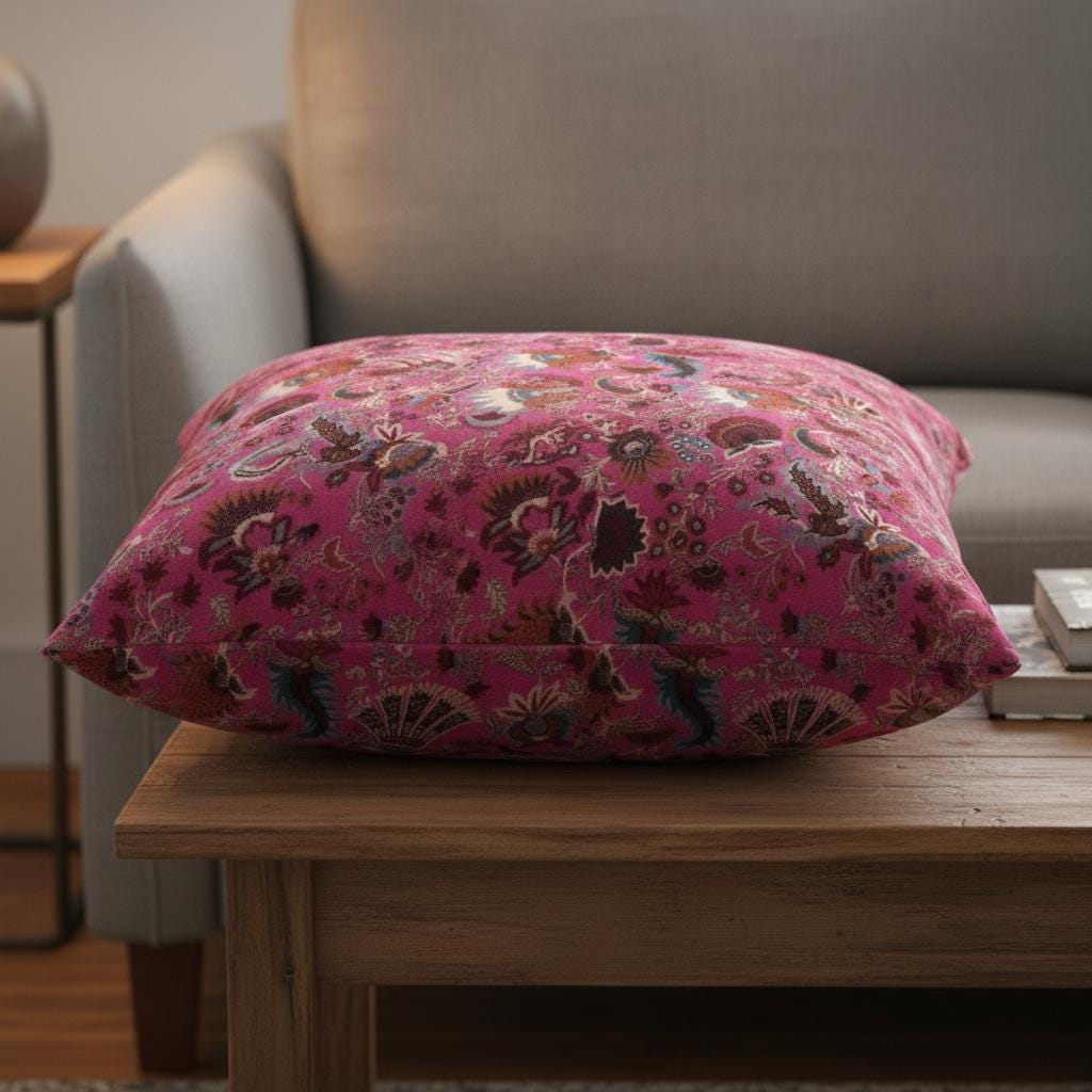 Wandering wildflower mukut Velvet Cushion Cover- both side printed velvet