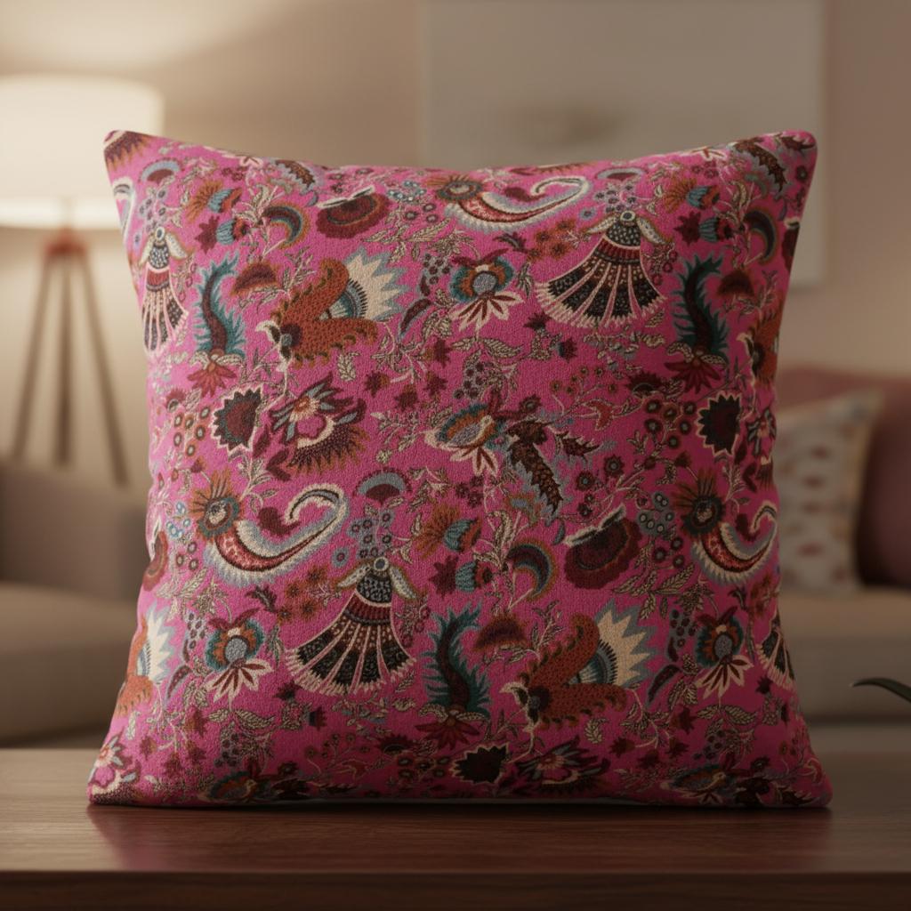 Wandering wildflower mukut Velvet Cushion Cover- both side printed velvet