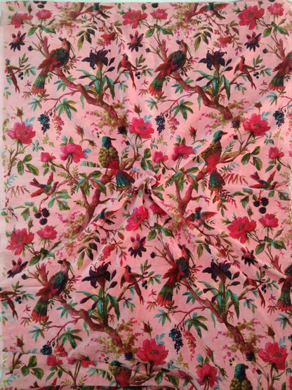 Cotton Velvet Fabric for Upholstery / DIY/ Robe -Birds of Paradise