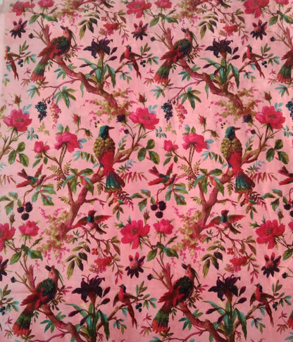 Cotton Velvet Fabric for Upholstery / DIY/ Robe -Birds of Paradise