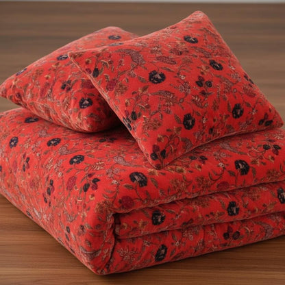 Kishori 400 GSM Cotton Velvet Quilt with pillow covers
