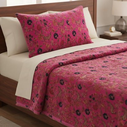 Kishori 400 GSM Cotton Velvet Quilt with pillow covers
