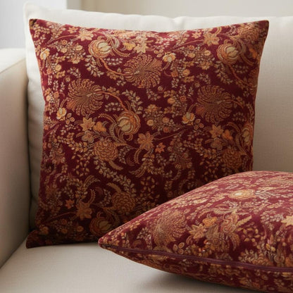 Vintage mukut2 Velvet Cushion Cover- both side printed velvet