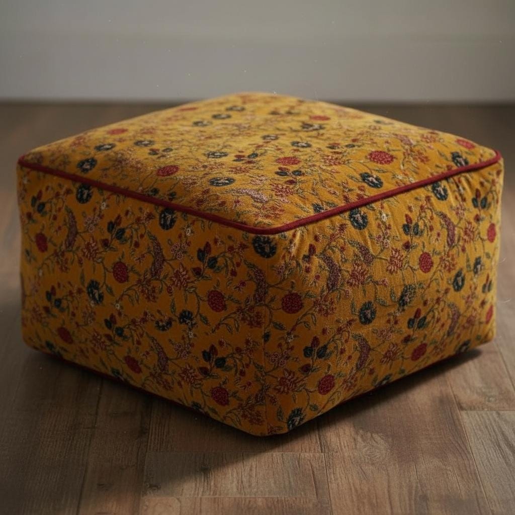 Classic Kishori Print Ottoman Cover / Pouf Cover