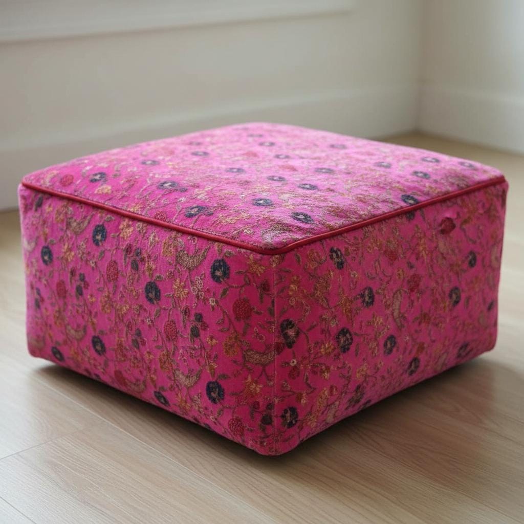 Classic Kishori Print Ottoman Cover / Pouf Cover