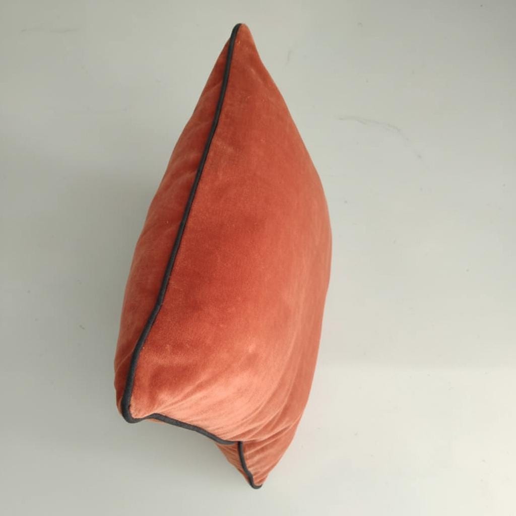 Cotton Velvet Cushion Cover – Rust Orange | 45 x 45 cm | Zipper Closure