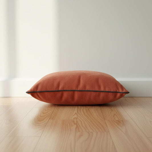 Cotton Velvet Cushion Cover – Rust Orange | 45 x 45 cm | Zipper Closure