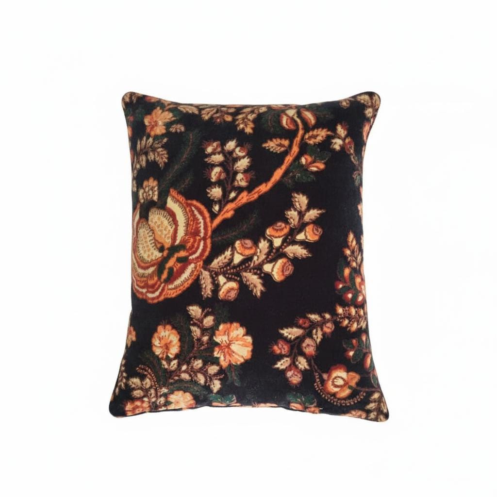Cotton Velvet Cushion Cover 30 x 50 cm printed Velvet vintage mukut 2 Zipper Closure