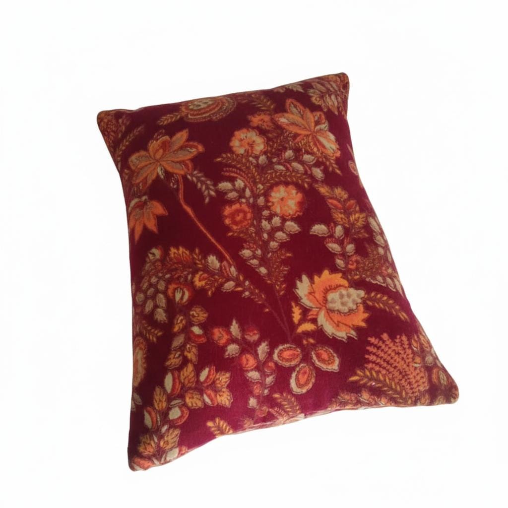 Cotton Velvet Cushion Cover 30 x 50 cm printed Velvet vintage mukut 2 Zipper Closure