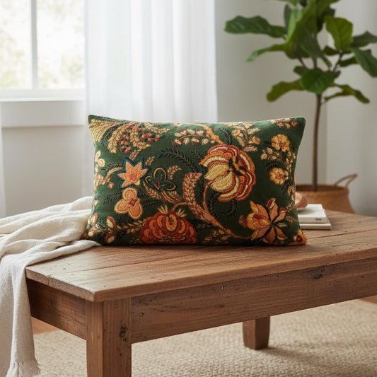 Cotton Velvet Cushion Cover 30 x 50 cm printed Velvet vintage mukut 2 Zipper Closure