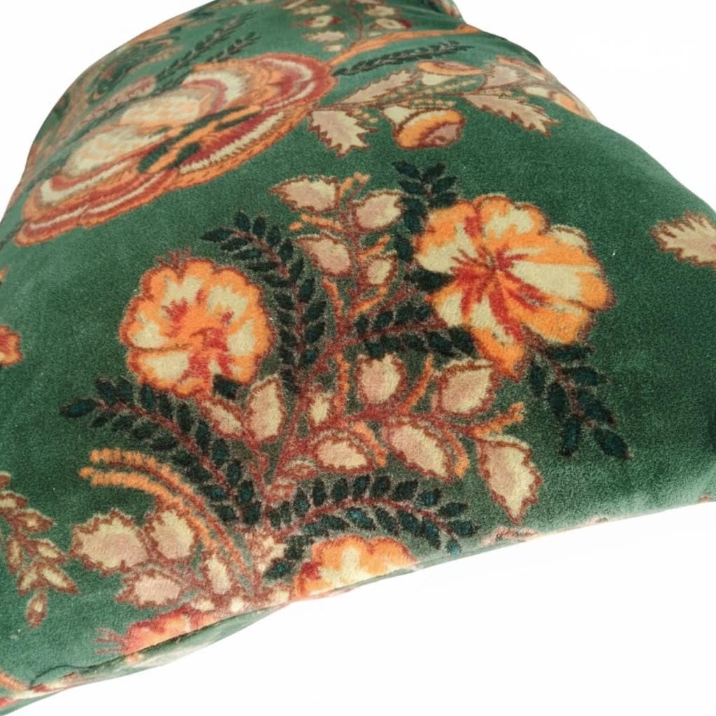 Cotton Velvet Cushion Cover 30 x 50 cm printed Velvet vintage mukut 2 Zipper Closure