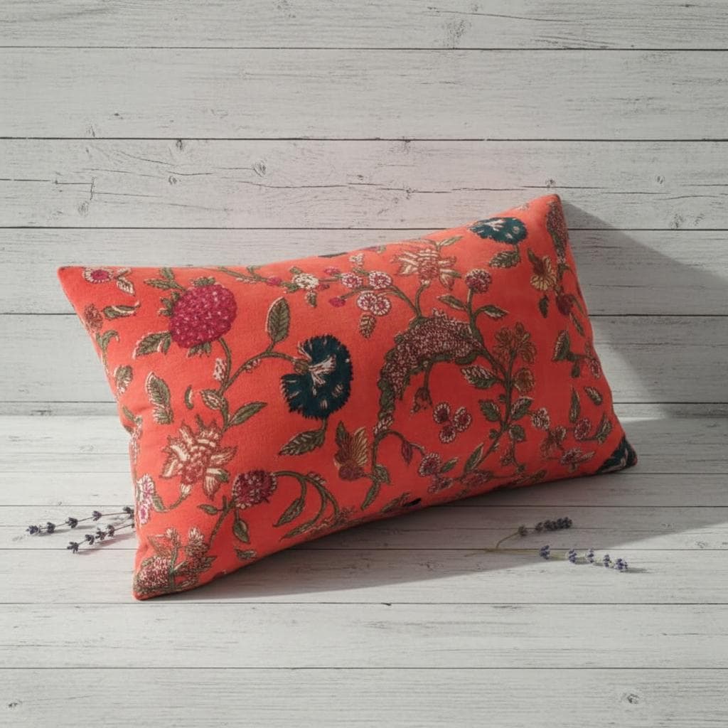 Cotton Velvet Cushion Cover 30 x 50 cm printed Velvet classic kishori Zipper Closure