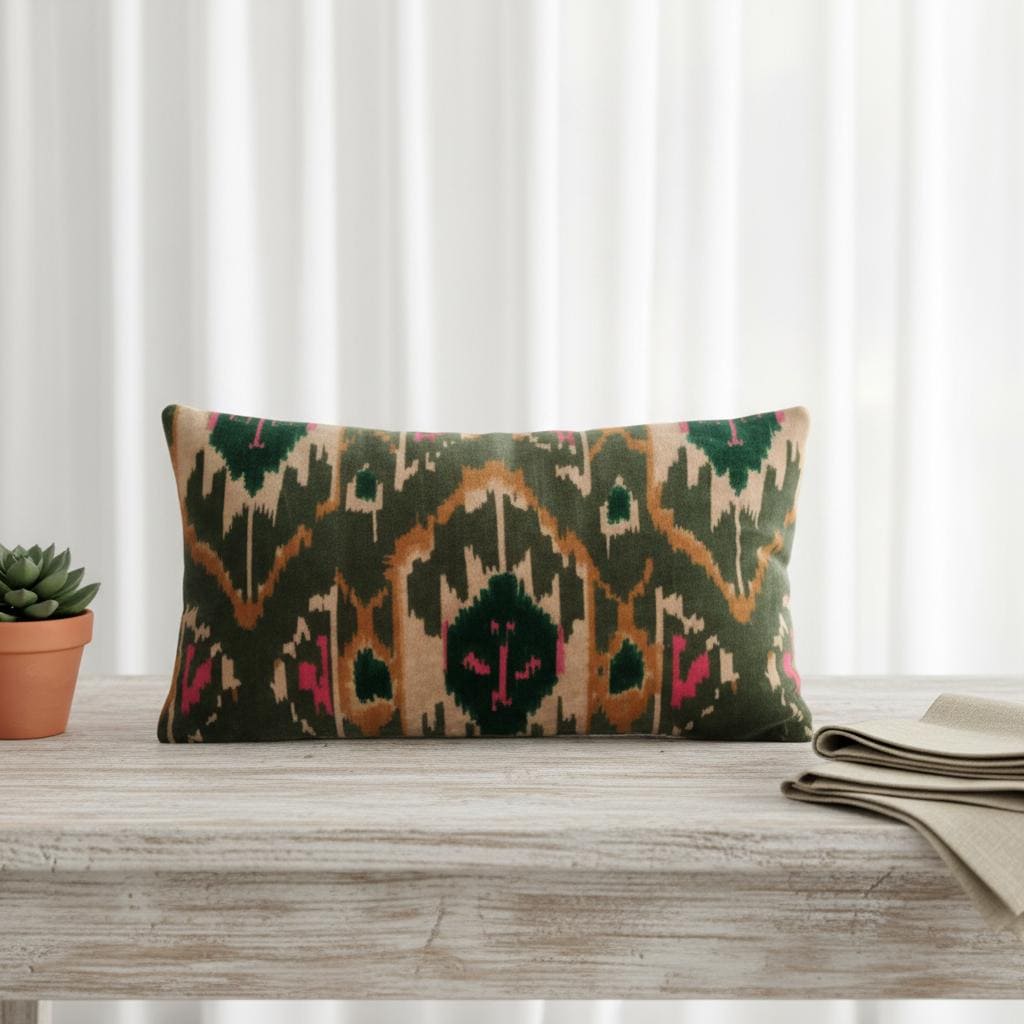 Cotton Velvet Cushion Cover 30 x 50 cm printed Velvet Ekat Zipper Closure