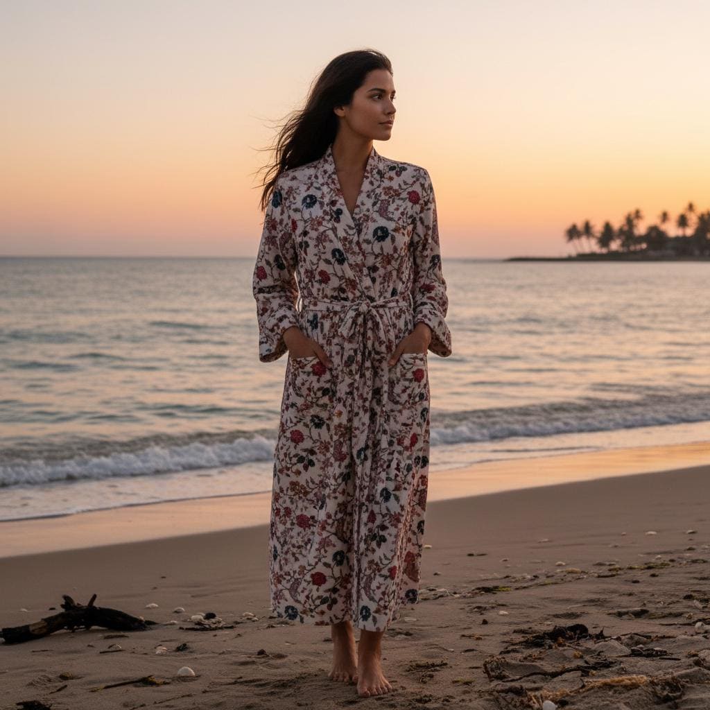 Cotton Velvet Robe Kimono vintage Classic kishori