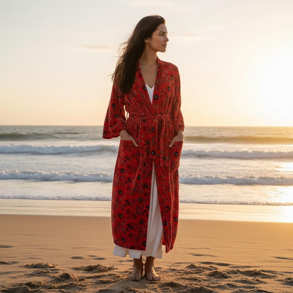 Cotton Velvet Robe Kimono vintage Classic kishori