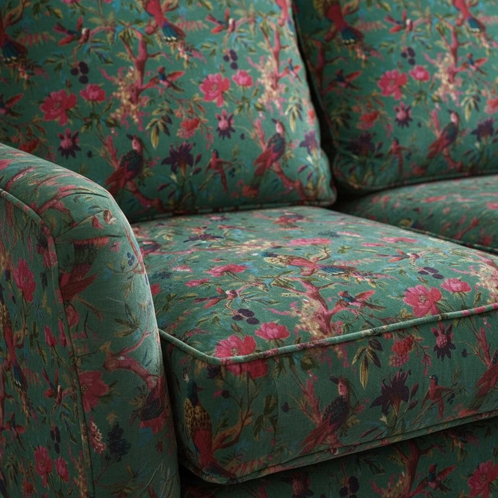 Cotton Velvet Fabric for Upholstery / DIY/ Dresses -Birds of Paradise Green