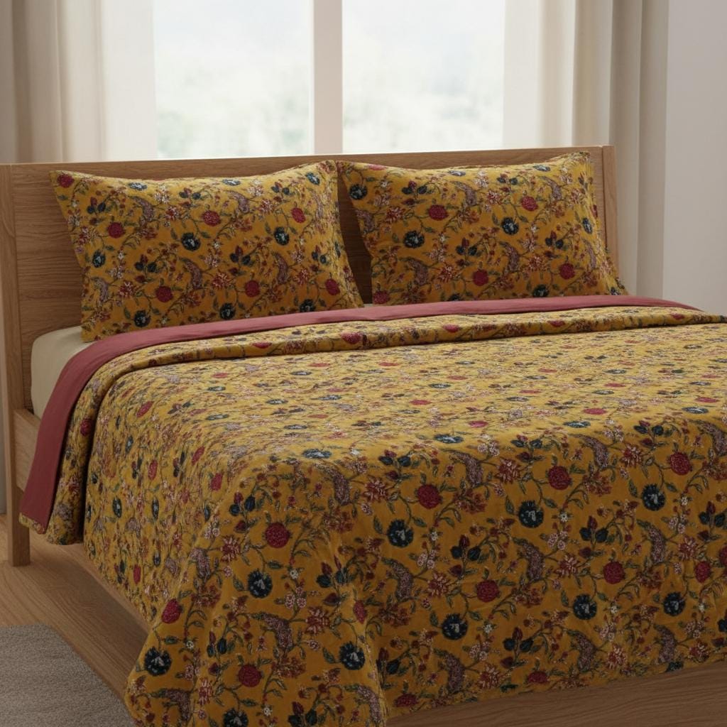 Kishori 400 GSM Cotton Velvet Quilt with pillow covers