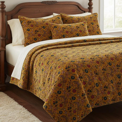 Kishori 400 GSM Cotton Velvet Quilt with pillow covers