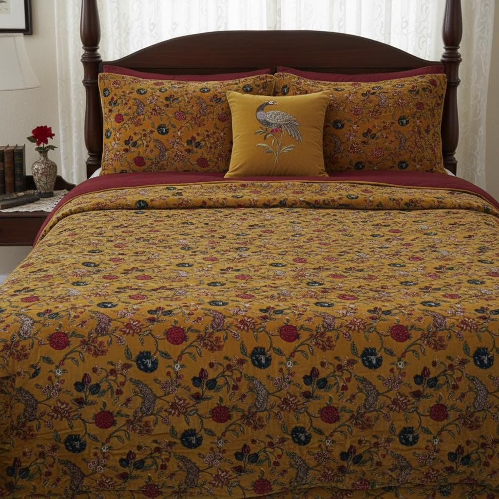 Kishori 400 GSM Cotton Velvet Quilt with pillow covers