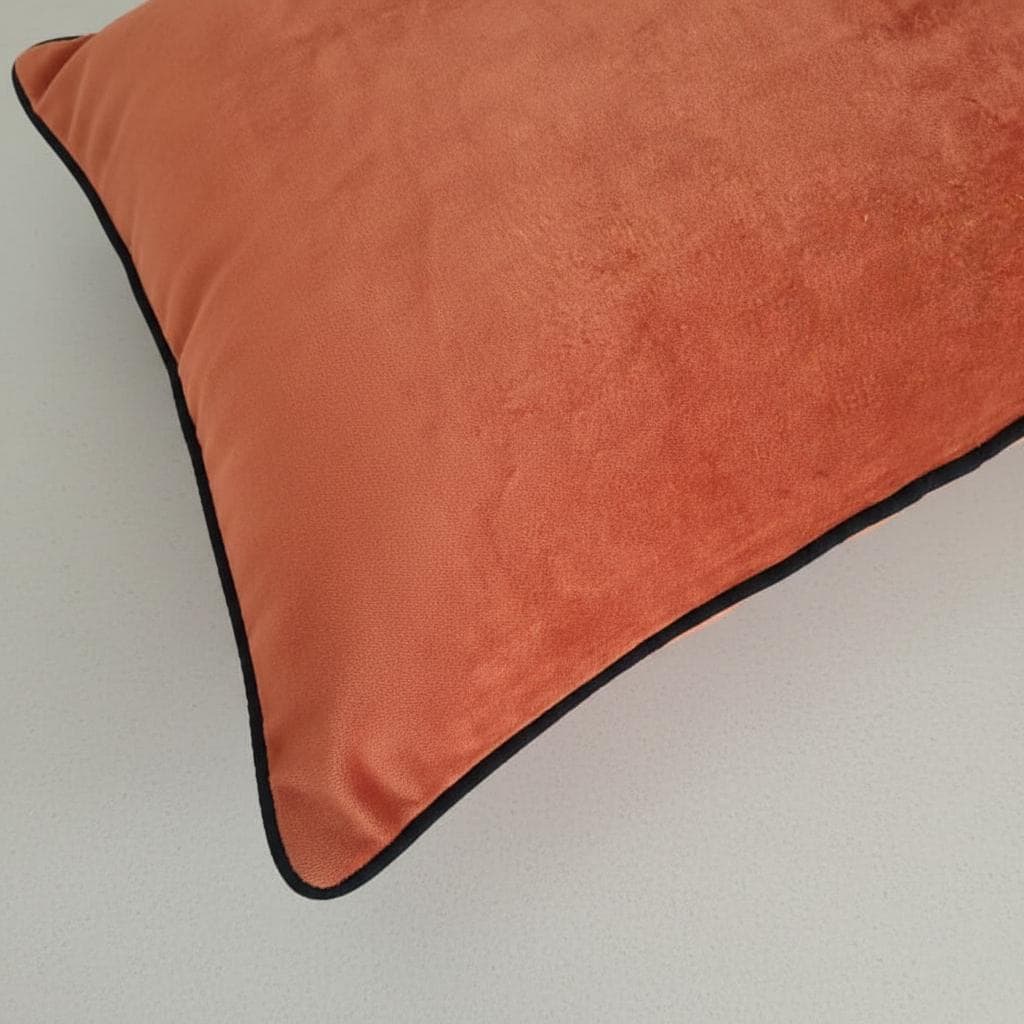 Cotton Velvet Cushion Cover – Rust Orange | 45 x 45 cm | Zipper Closure