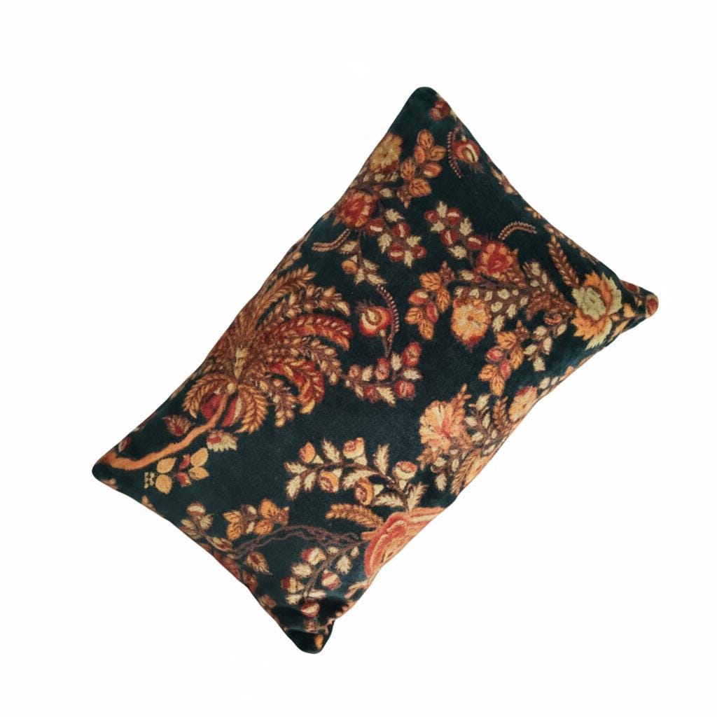Cotton Velvet Cushion Cover 30 x 50 cm printed Velvet vintage mukut 2 Zipper Closure