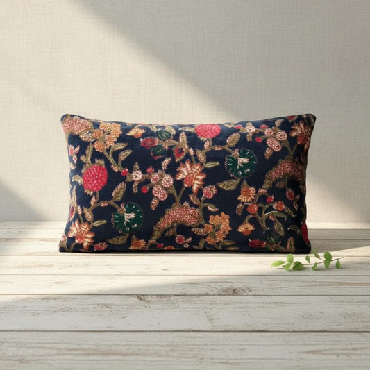 Cotton Velvet Cushion Cover 30 x 50 cm printed Velvet classic kishori Zipper Closure