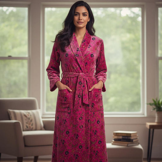 Cotton Velvet Robe Kimono vintage Classic kishori
