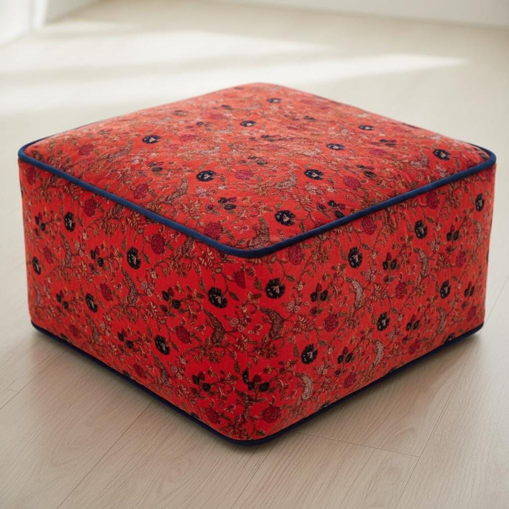 Classic Kishori Print Ottoman Cover / Pouf Cover