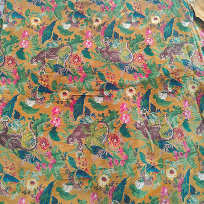 Limited time holiday sale Cotton Velvet Fabric for Upholstery / DIY/ Dresses - Monkey forest yellow