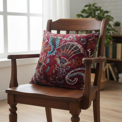 Wandering wildflower mukut Velvet Cushion Cover- both side printed velvet