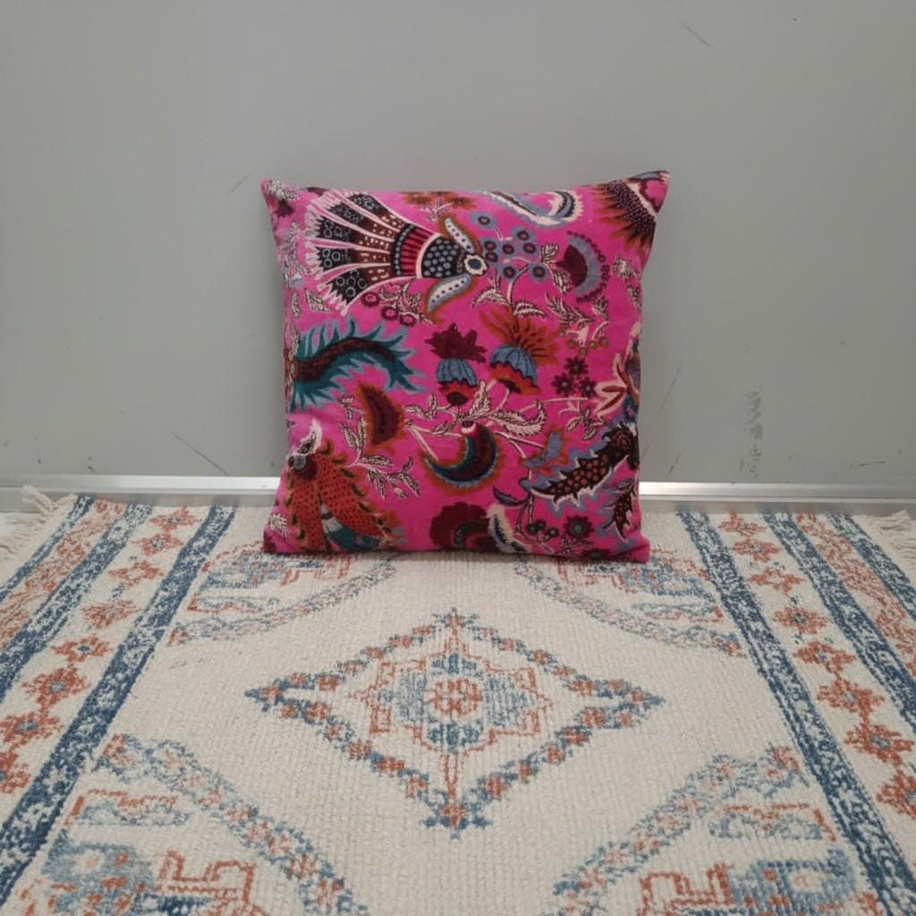 Wandering wildflower mukut Velvet Cushion Cover- both side printed velvet