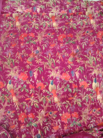 Cotton Velvet Fabric for Upholstery / DIY/ Robe -Birds of Paradise
