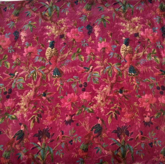 Birds of paradise Magenta Cotton Velvet Fabric for Our Flag Means Death Red Robe