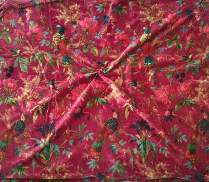 Birds of paradise Magenta Cotton Velvet Fabric for Our Flag Means Death Red Robe