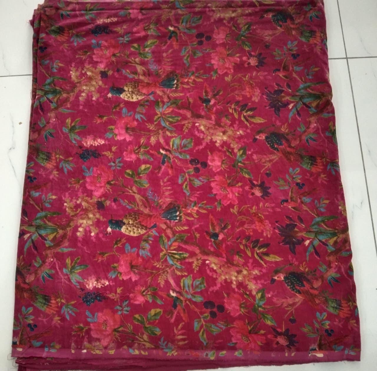 Birds of paradise Magenta Cotton Velvet Fabric for Our Flag Means Death Red Robe