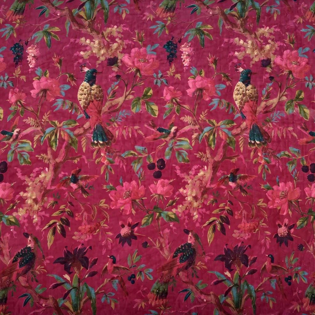 Birds of paradise Magenta Cotton Velvet Fabric for Our Flag Means Death Red Robe