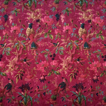 Birds of paradise Magenta Cotton Velvet Fabric for Our Flag Means Death Red Robe